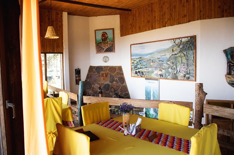 Tables laid in the restaurant at Kerio View